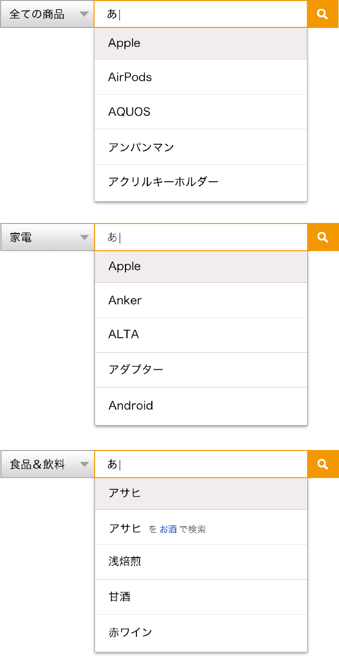 キーワードサジェスト
マルチカテゴリ対応
